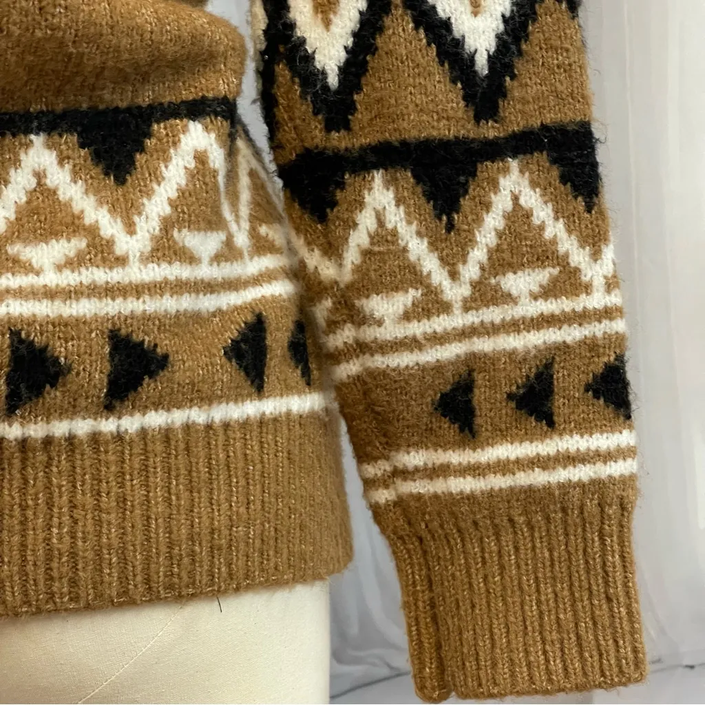 Dex Aztec Southwest Cardigan Sweater Women’s Medium Brown Tan Black Geometric - Image 5