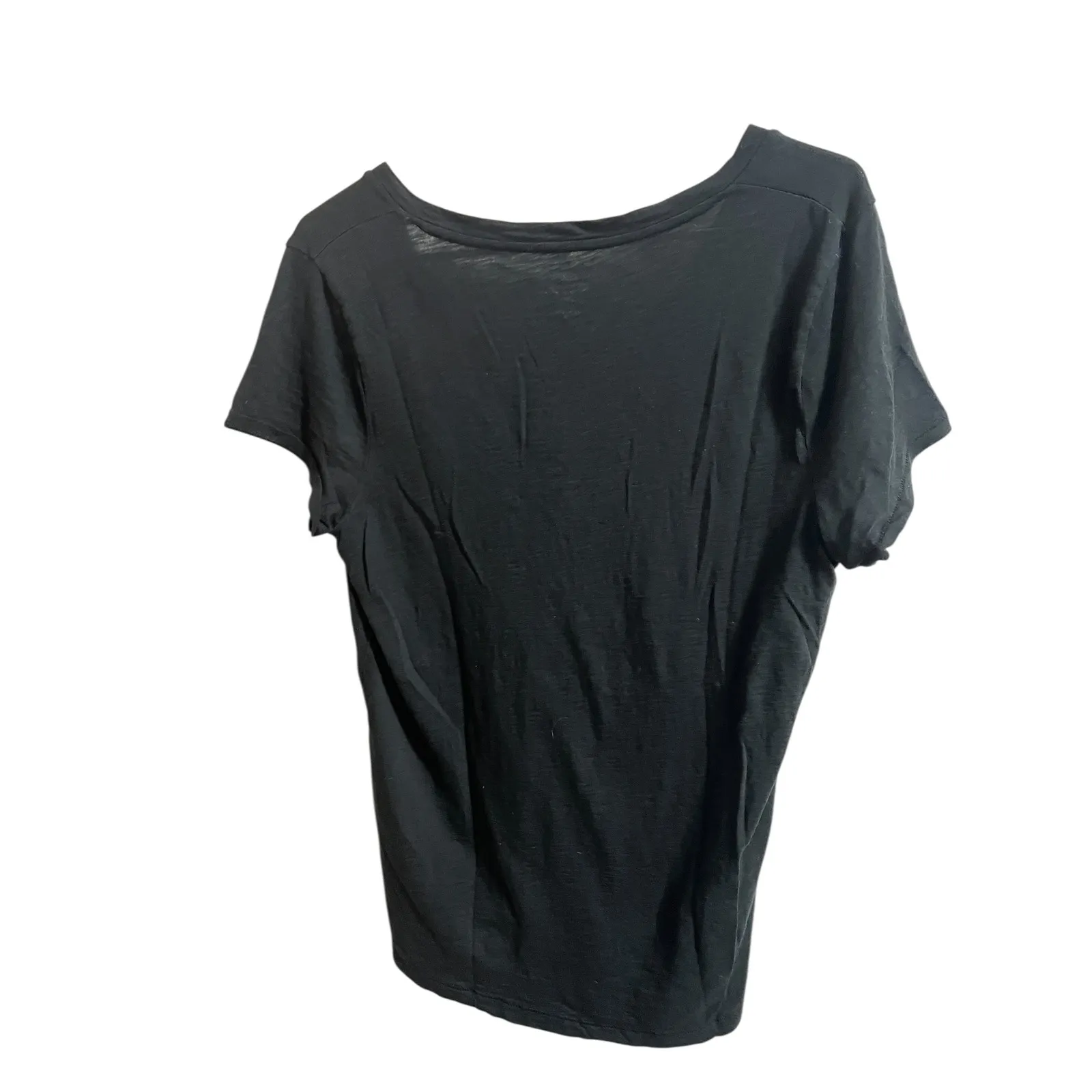 J.Crew Slub Cotton V-neck Tee Shirt Black Casual Short Sleeve Top Weekend Lounge - Image 4