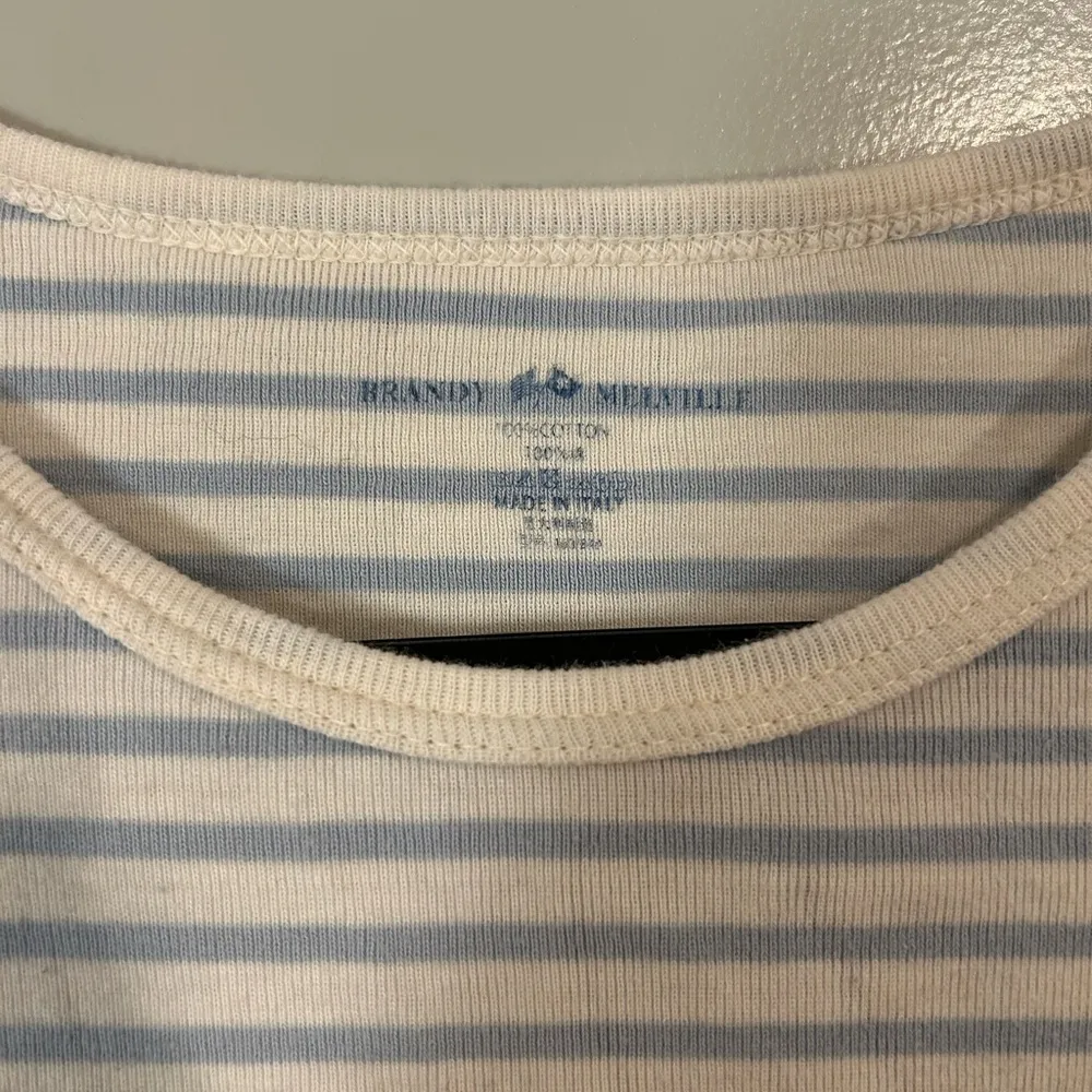 Striped Blue and White Brandy Melville Tee - Image 2