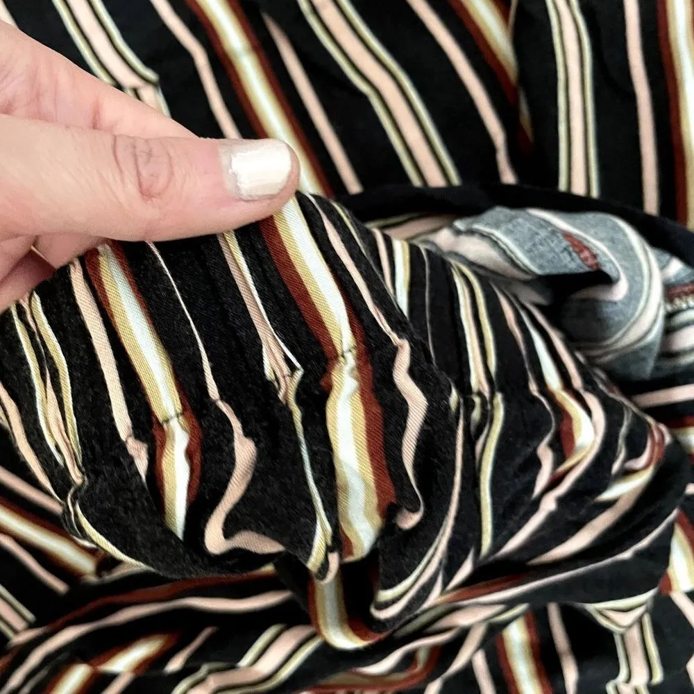 Live to be Spoiled black yellow red striped casual flare leg pants 90s costume - Image 5