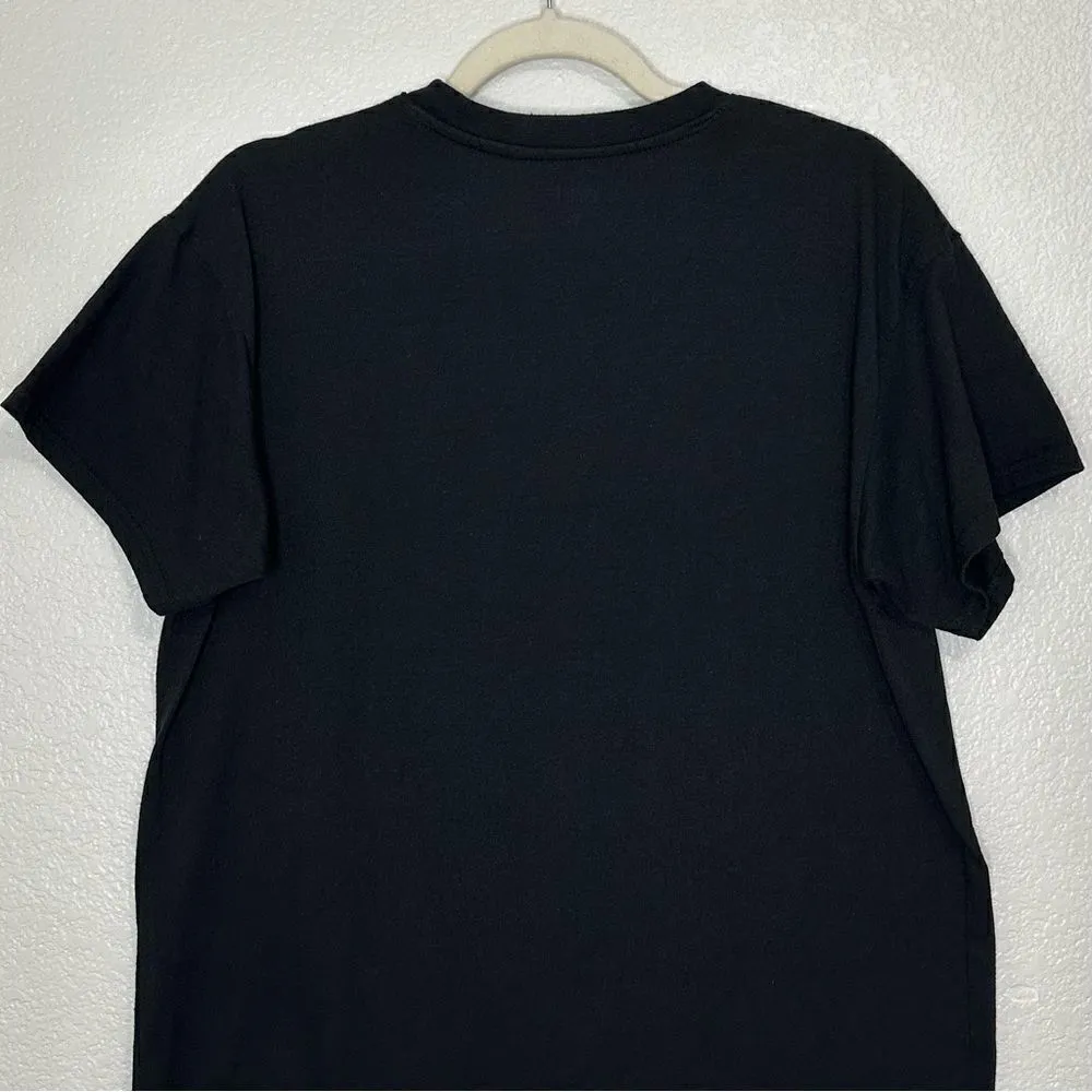 “I want Pizza not Feelings” Black Graphic Crewneck Short Sleeves Tee, Sz Large - Image 6