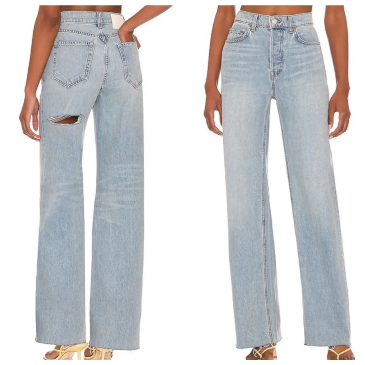 GRLFRND Brooklyn Jeans Size 27 NWT High Rise Straight Crystal Cove Cotton Blend - Image 3