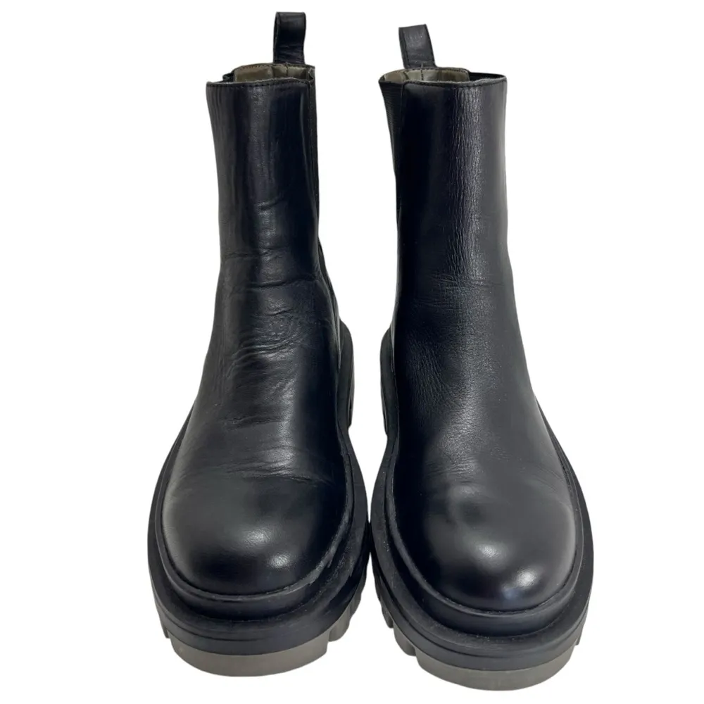 ZARA Chelsea Chunky Black Leather Ankle Boots - Image 10