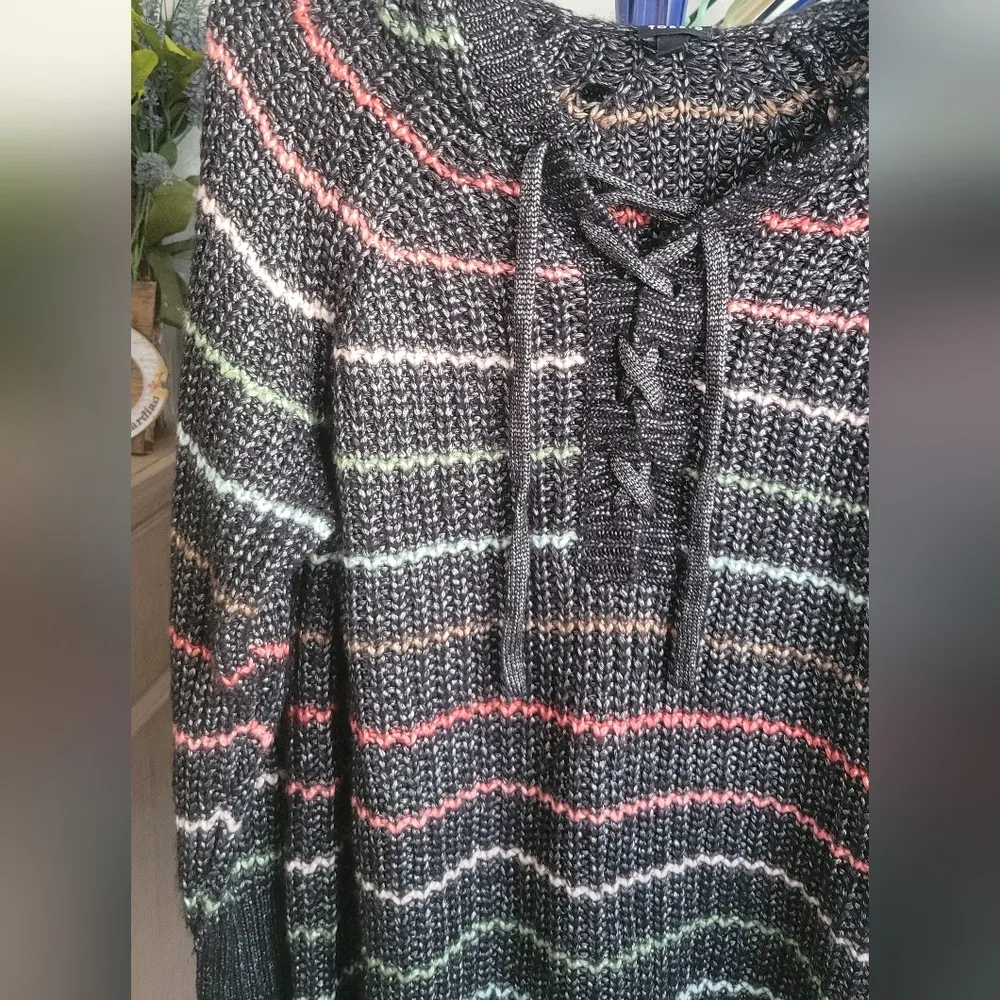Torrid Multi Stripe Chunky Yarn Hoodie Torrid Size 2 - Image 4
