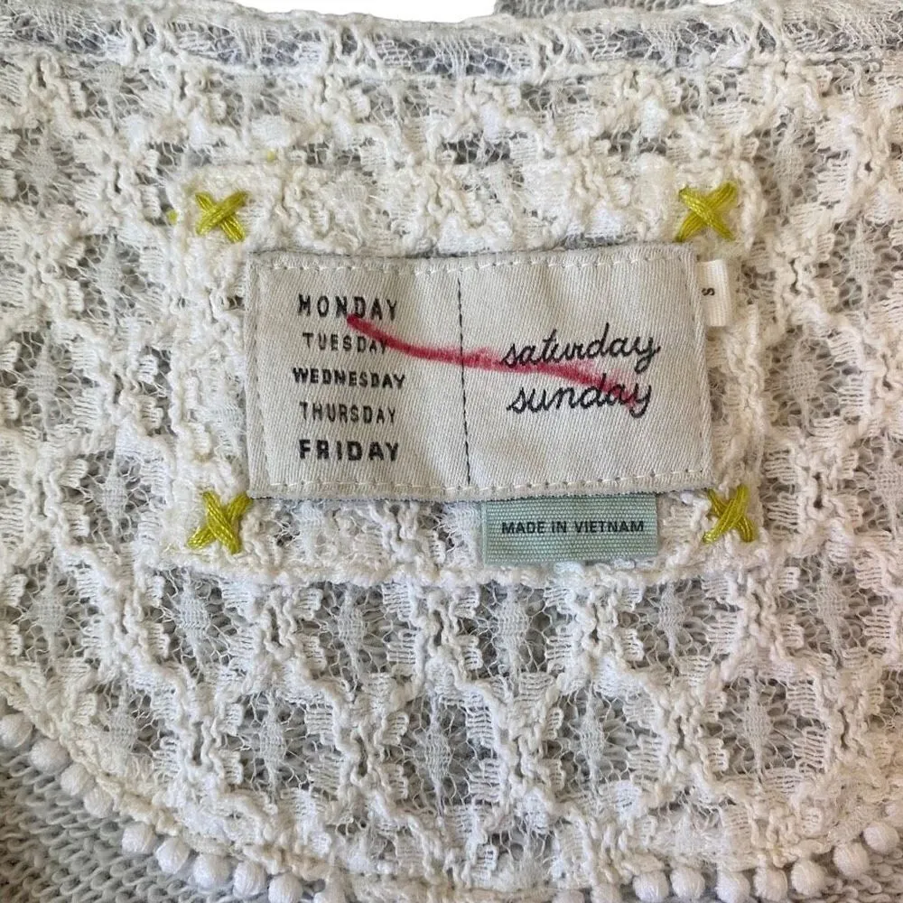 Anthropologie Saturday Sunday Terry Jaquard Sleeveless Wrap Style Cardigan Sweat - Image 5