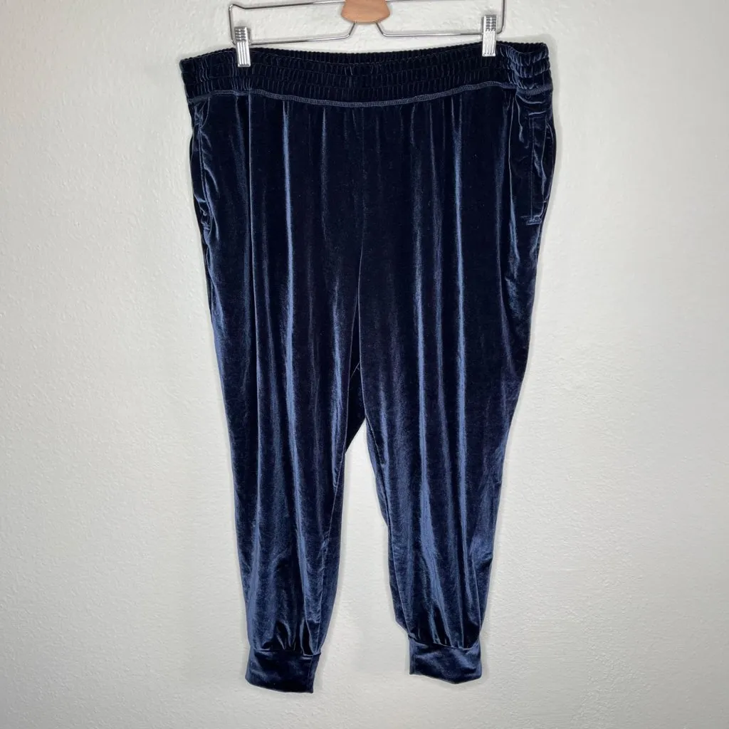 Fabletics Plus Size 2X Navy Blue Daria Velvet Jogger Pants - Image 8