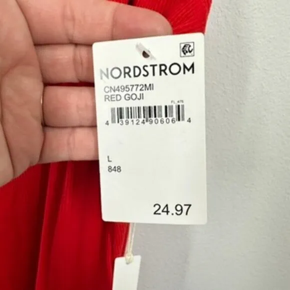 Caslon‎ Nordstrom Vibrant Bright Red Boatneck Ribbed Longsleeve Shirt Size Large - Image 8