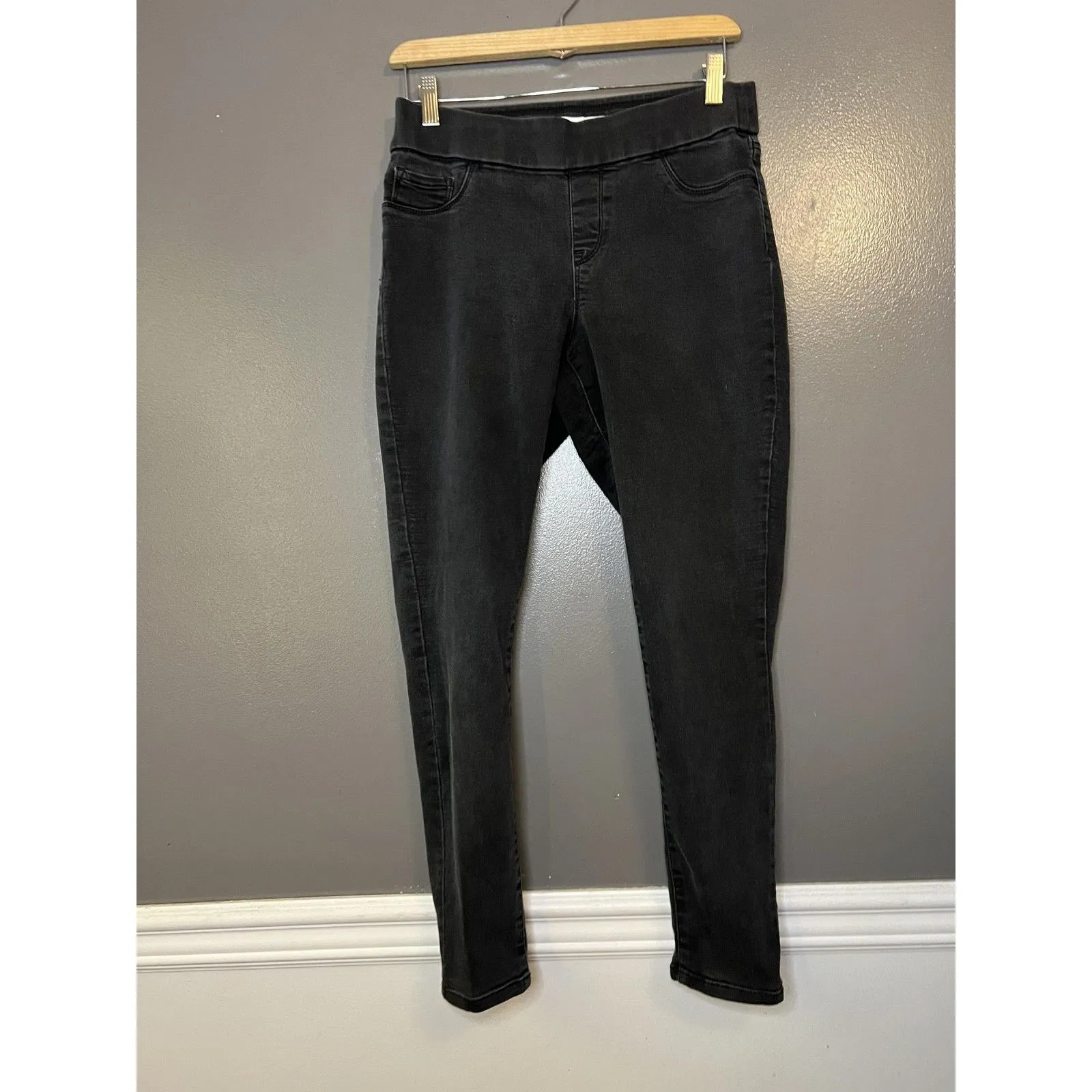 Nine West Jeans Womens 6 Black Charcoal Super Skinny Jeggings Pull On Stretch - Image 2