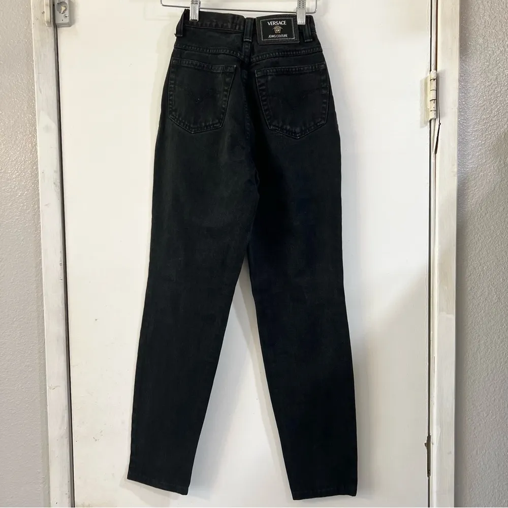 Versace  Jeans Couture Vintage Black Denim Jeans Mom High Waisted Straight Medusa - Image 3