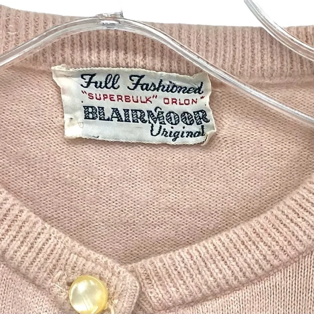 1950s Beaded Butterfly Pink Cardigan Sweater Vintage Blairmoor Original Orlon - Image 5