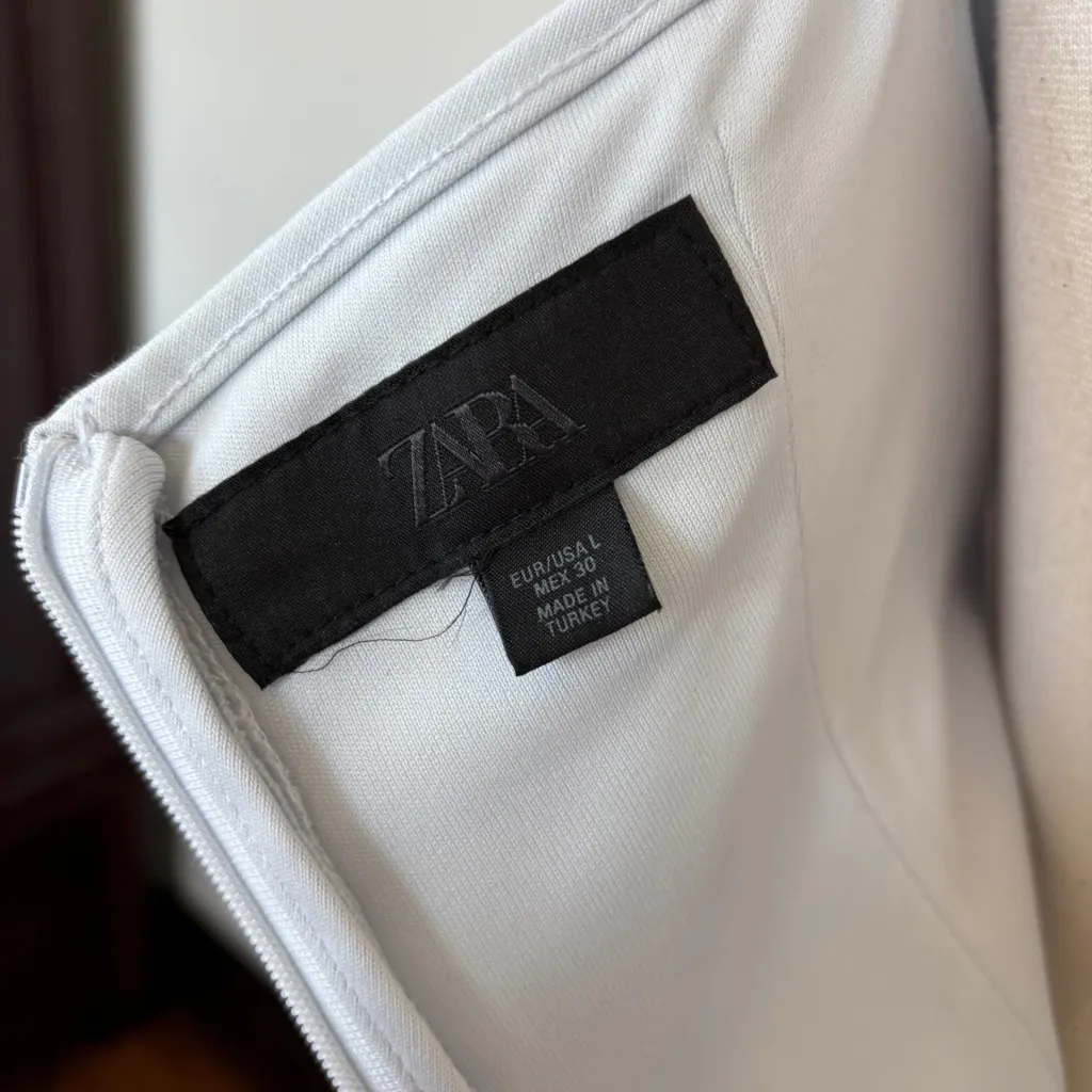 Zara Solid Light Blue V-Neck Sleeveless Mini Dress - Image 9