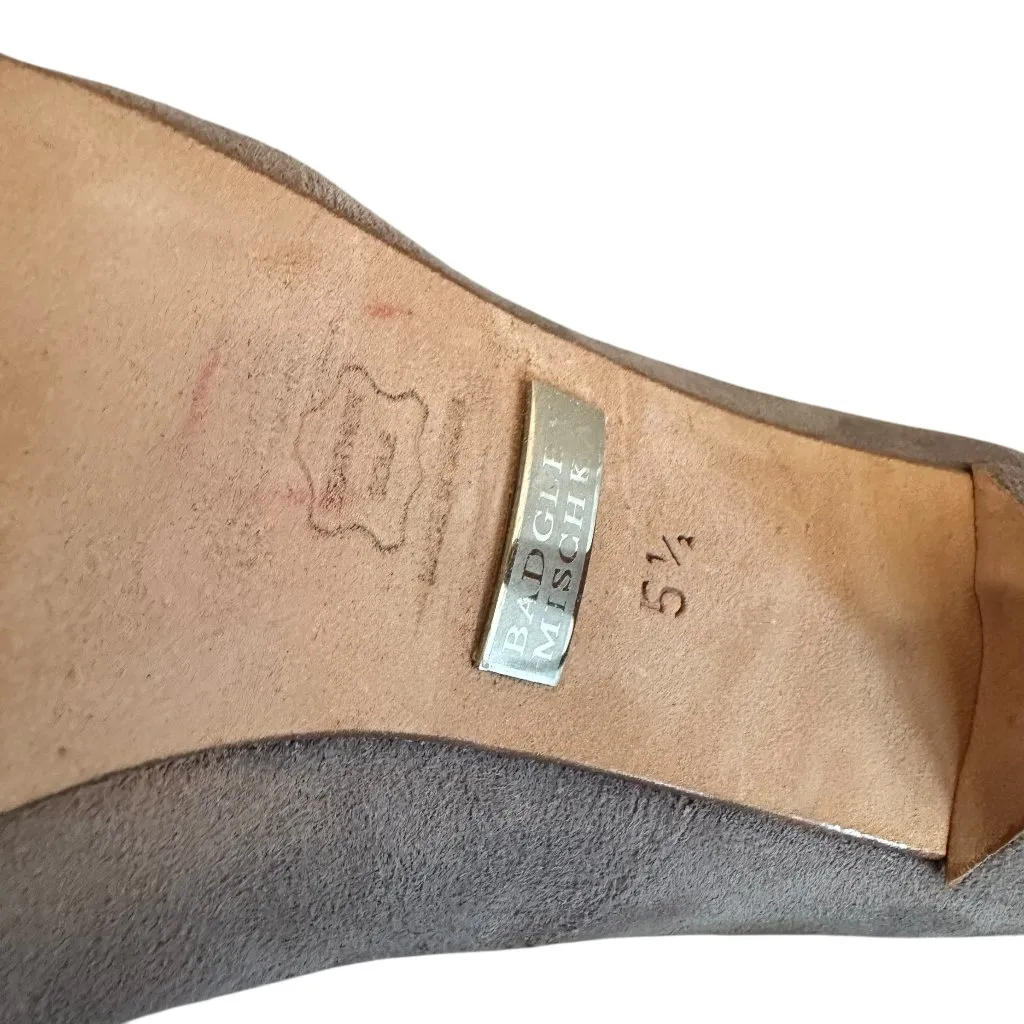 Badgley Mischka High Heel Bow Pumps Shoes Suede Peep Toe Sandals Size 5.5 - Image 12