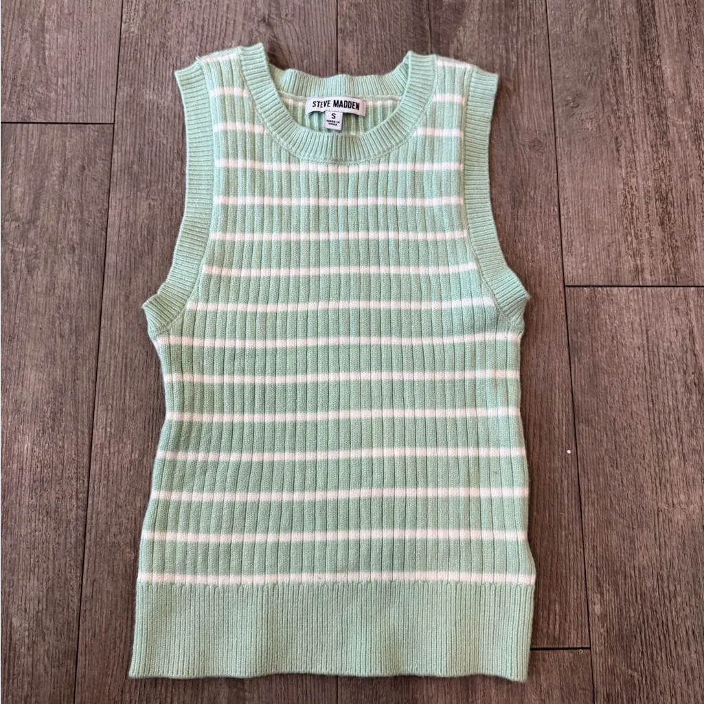 Steve Madden Mint Green Striped Sleeveless Top - Image 3