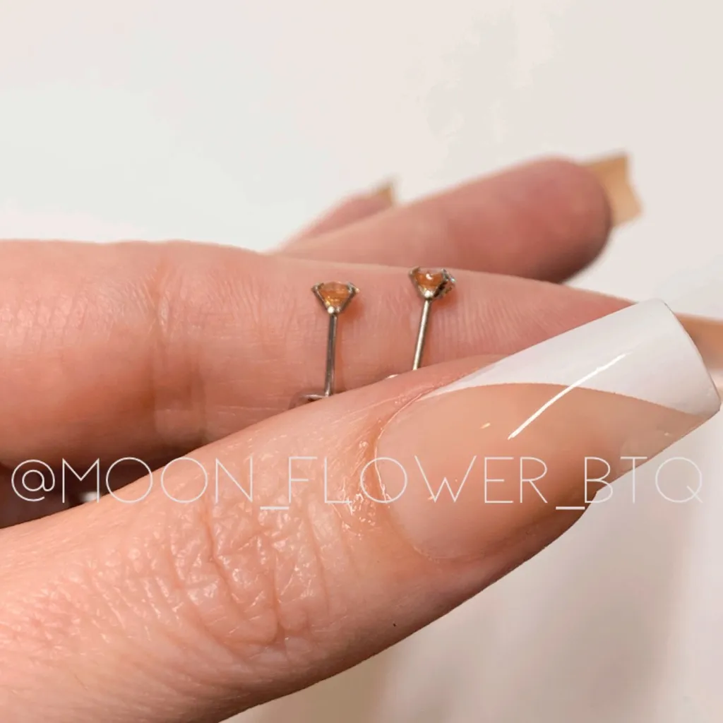 4mm Orange CZ Stud Earrings – Round Cubic Zirconia in Silver Setting - Image 6