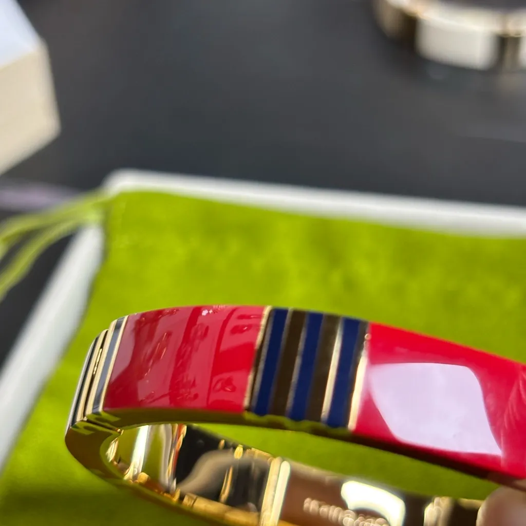 Tory Burch Vibrant Red and Gold Bracelet - Image 4