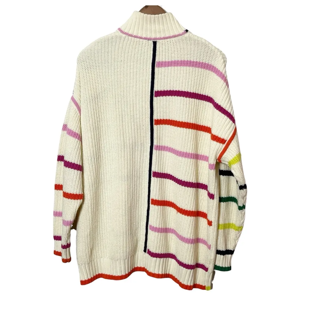 Staud Hampton Sweater Women’s XS Striped Zip Oversized Preppy Cozy Pullover - Image 5