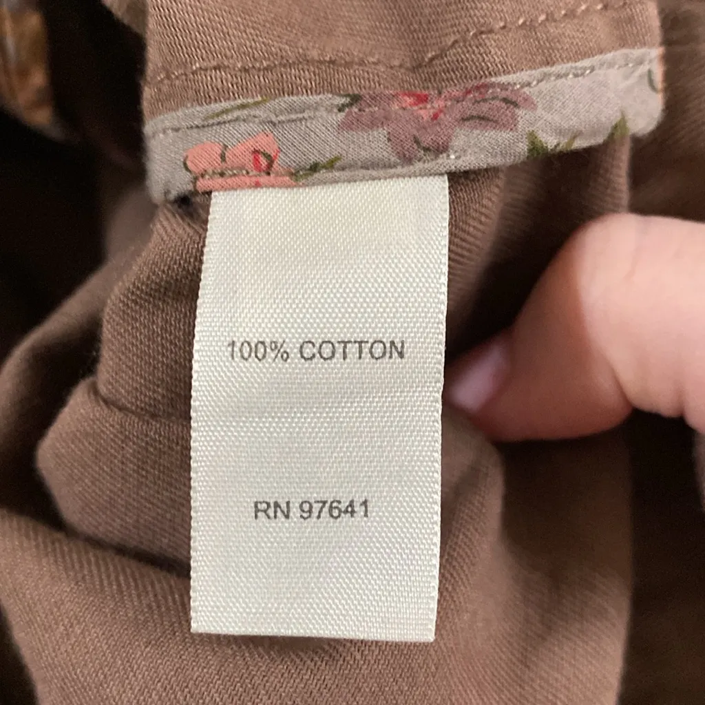 J Jill brown cotton lagenlook two button lightweight blazer size XL petite - Image 12