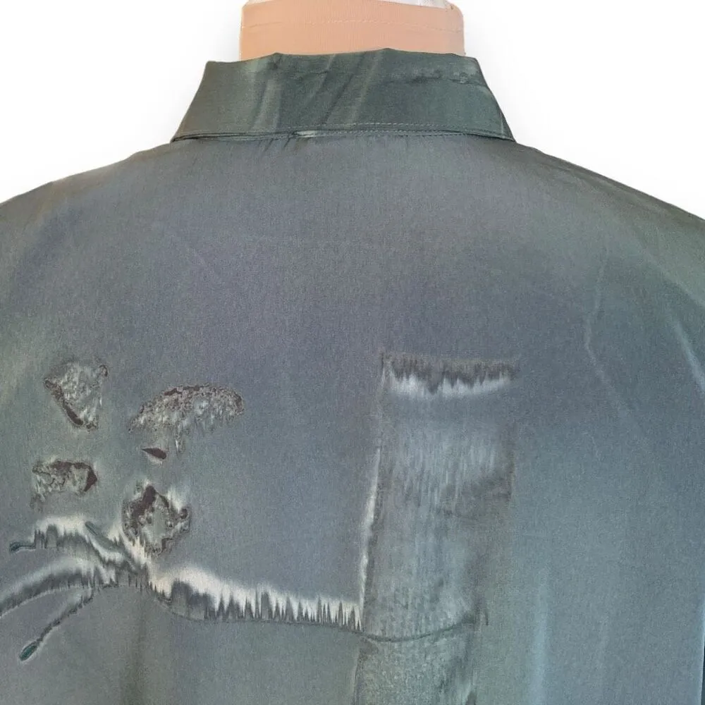 Vintage A Class Black Gray Oversized Button Down Shirt Abstract Art To Wear Size XL - Image 6
