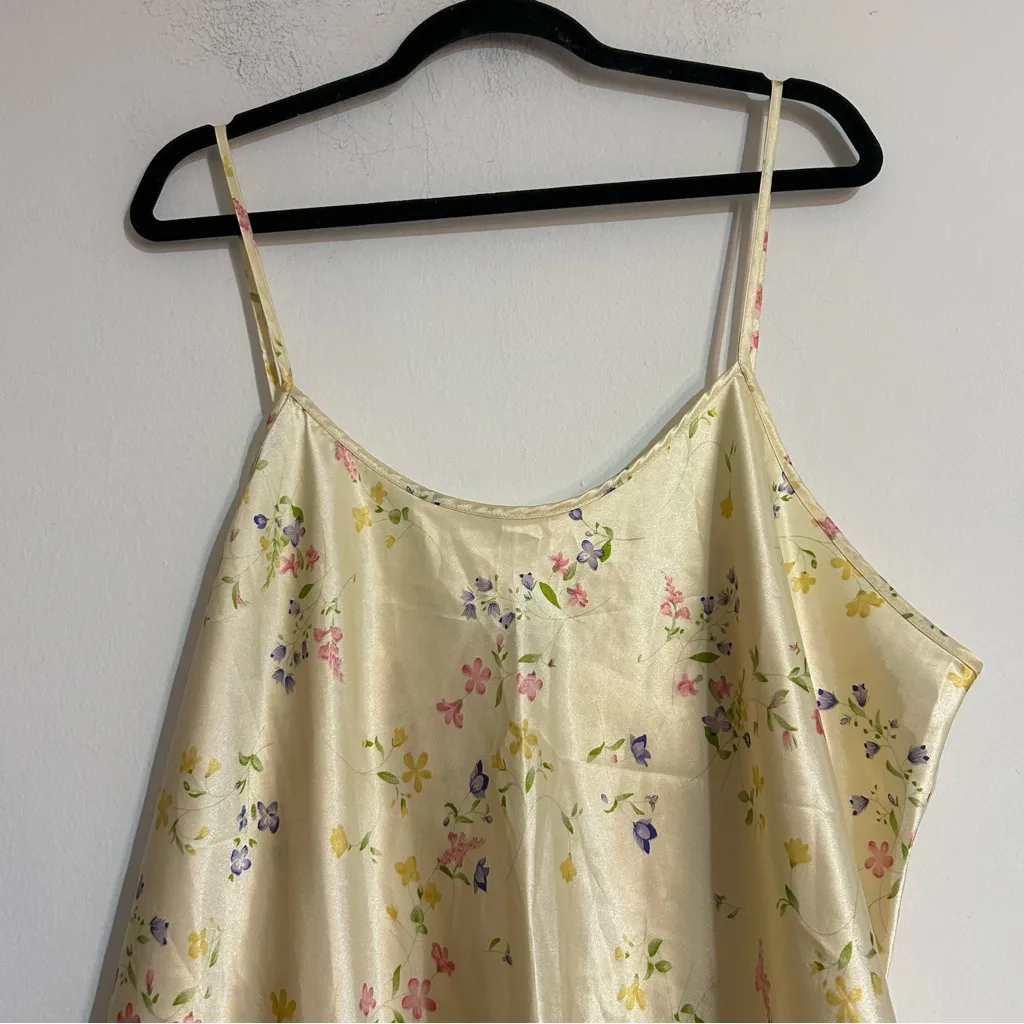 Cacique Yellow Ditsy Floral Satin Slip Chemise Plus Size 18/20 Lingerie Cottage - Image 4