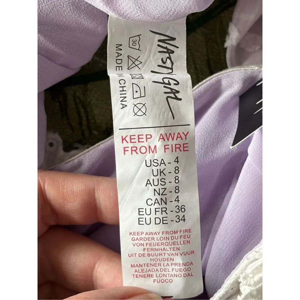 Nasty Gal Edge Your Bets Purple White Off Shoulder crop top size 4 NWT - Image 13