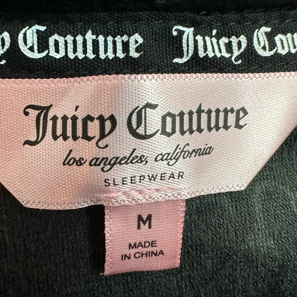 Juicy Couture Y2K Black Velvet Burnout Embossed Long Sleeve Sleepwear Top Size M - Image 7