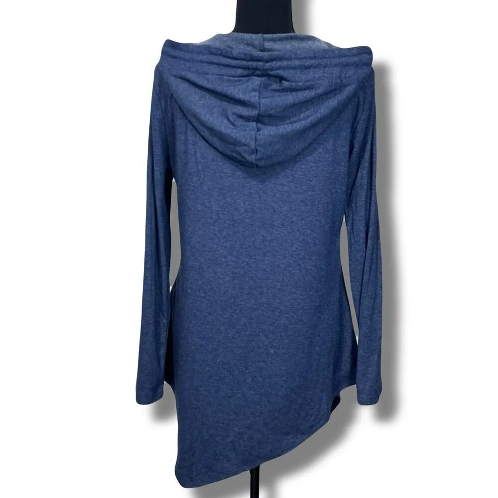 Lightweight Hooded Long Sleeve Top Button Detail Sz Large Women’s Blue - Image 6