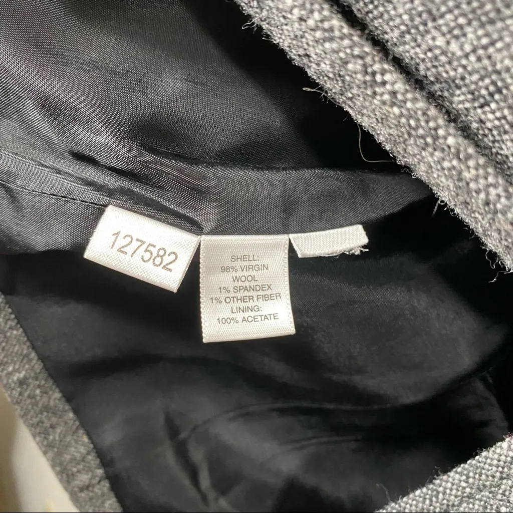 Ann Taylor Wool 2 Button Suit Jacket Blazer Gray Marl Women's Size 0 - Image 7