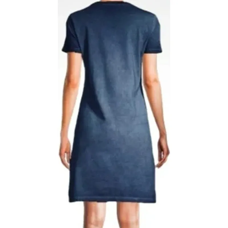 Calvin Klein T-Shirt Dress 100% Cotton Short Sleeve Crew Neck Graphic Navy M - Image 3