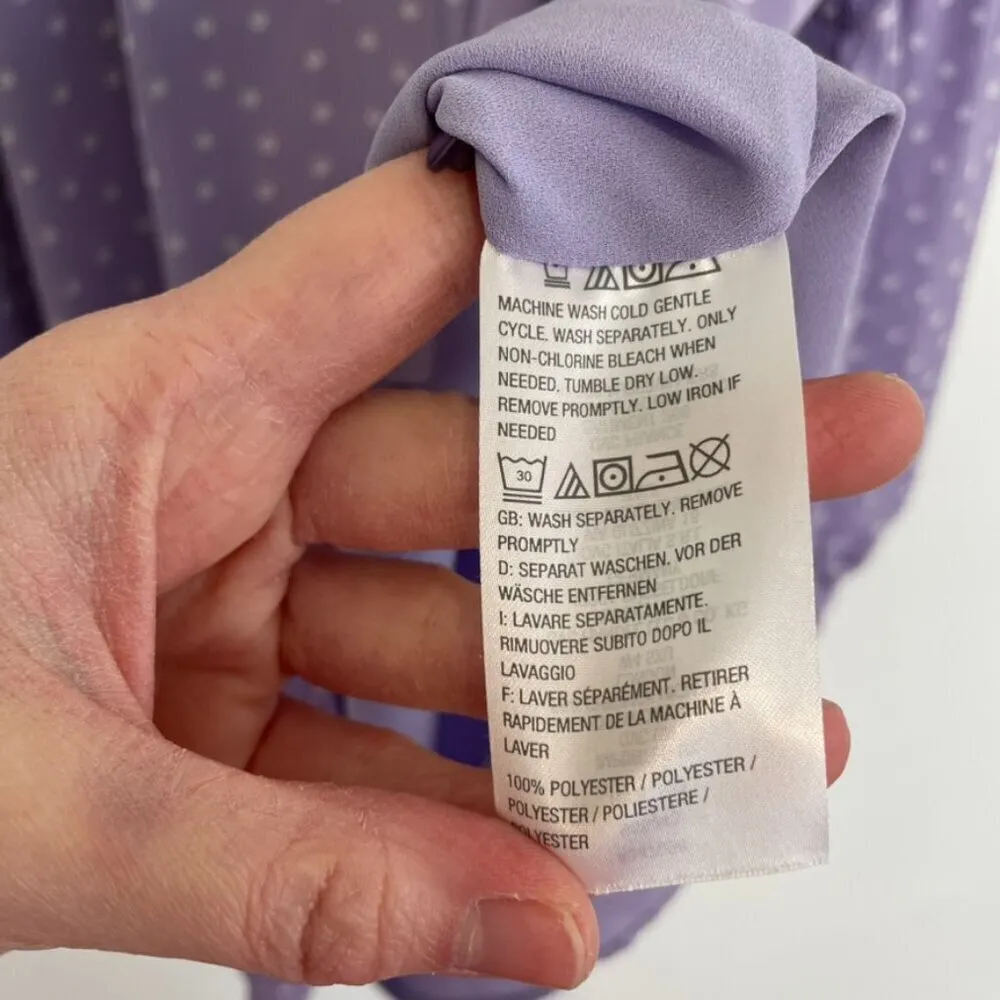 SUSAN GRAVER Printed Sheer Chiffon Raglan Sleeve Peasant Top Lilac Lavender Boho - Image 10