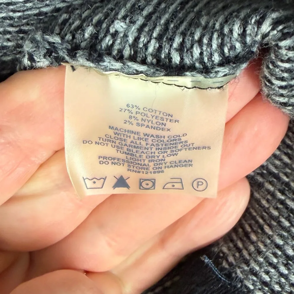 Title Nine Womens Full Zip Long Sweater Tunic Size Small Black Gray Hood Coat - Image 7