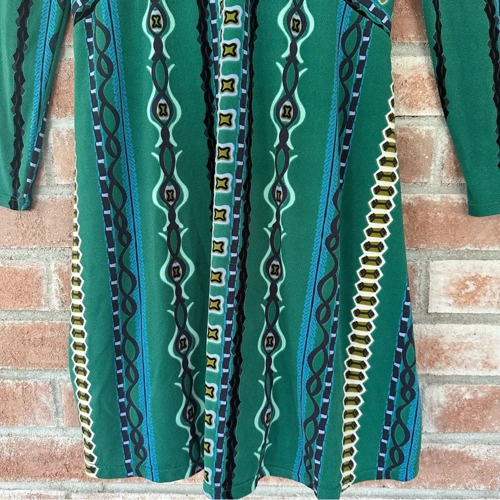 Free People Stella Tribal Mini Dress Long Sleeve High Neck Women’s Small Green - Image 4