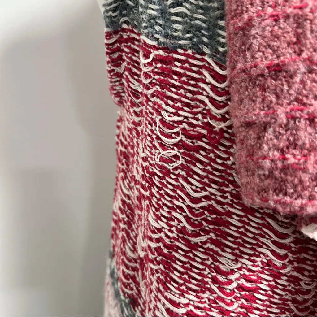 Anthropologie Sleeping On Snow Red Ivory Quillins Jacquard Open Vest Duster M/LP Size undefined - Image 8