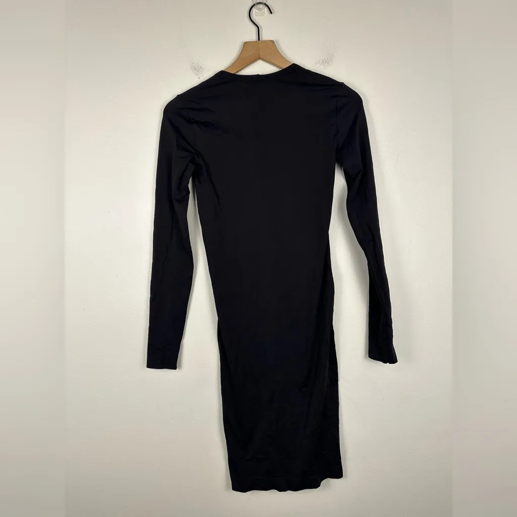 Helmut Lang Black Scoop Neck Bodycon Long Sleeves Basic Stapple Sz XS - Image 5