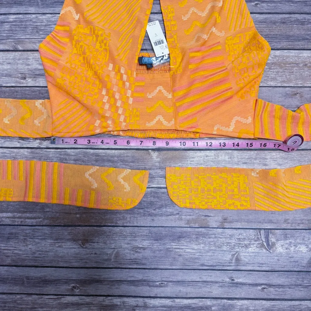 Eva Franco Anthropologie Citrus Orange Pink Knit Halter Wrap Crop Top Large New - Image 9