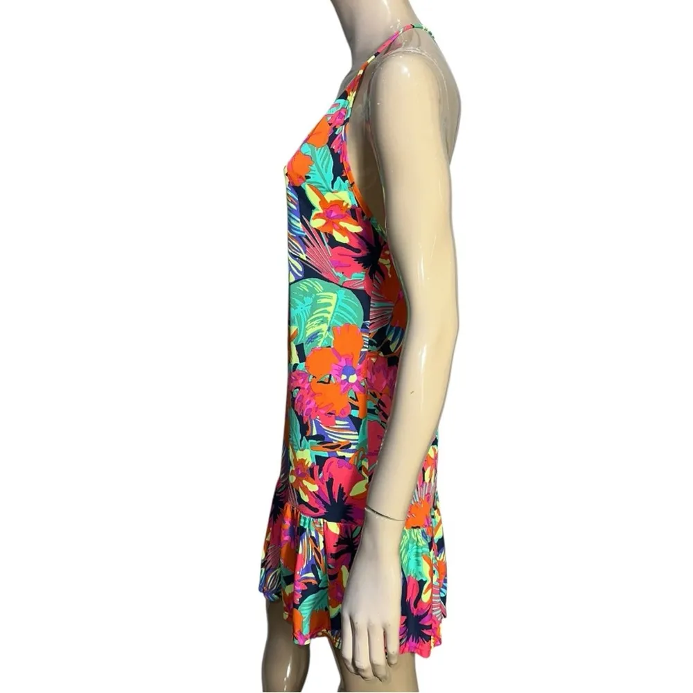 Maaji Women’s Size S Pink Orange Green Floral Wild River Linn T-Back Mini Dress - Image 7