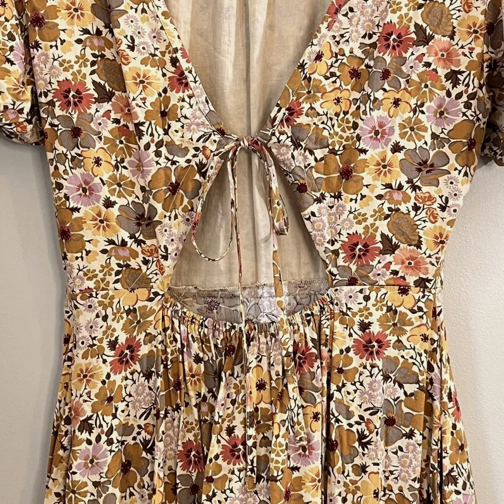 Madewell Puff Sleeve Open Tie Back Front Reversible Midi Dress Flora Field Sz 2 - Image 10