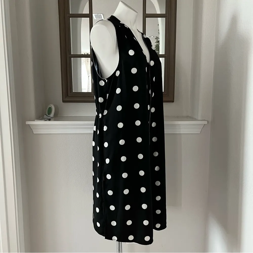 Pleione Duster Black & White Polka Dot Tunic Open Front Size L - Image 4