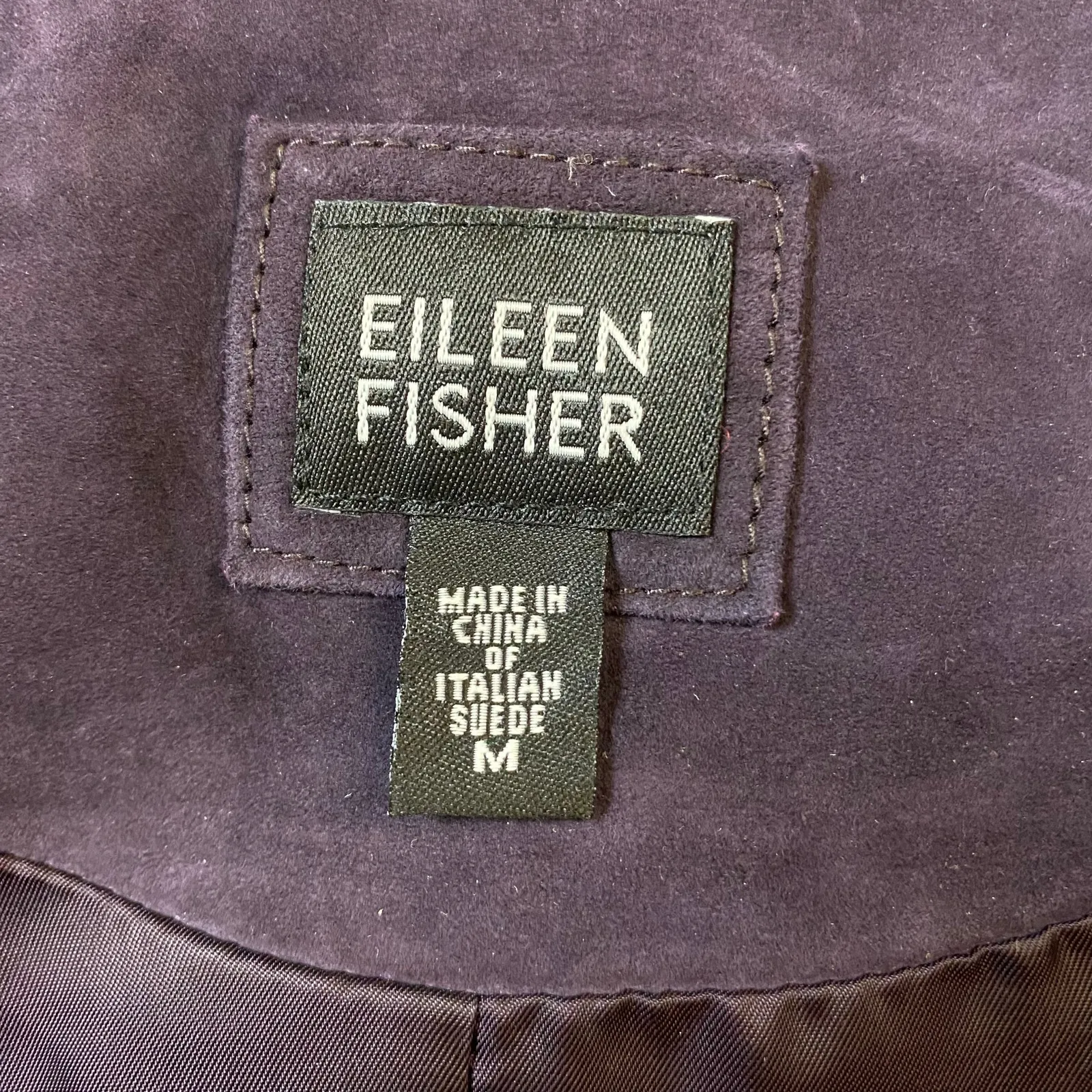 Eileen Fisher‎ Purple Italian Goat Suede Open Front Blazer Jacket Size M - Image 2