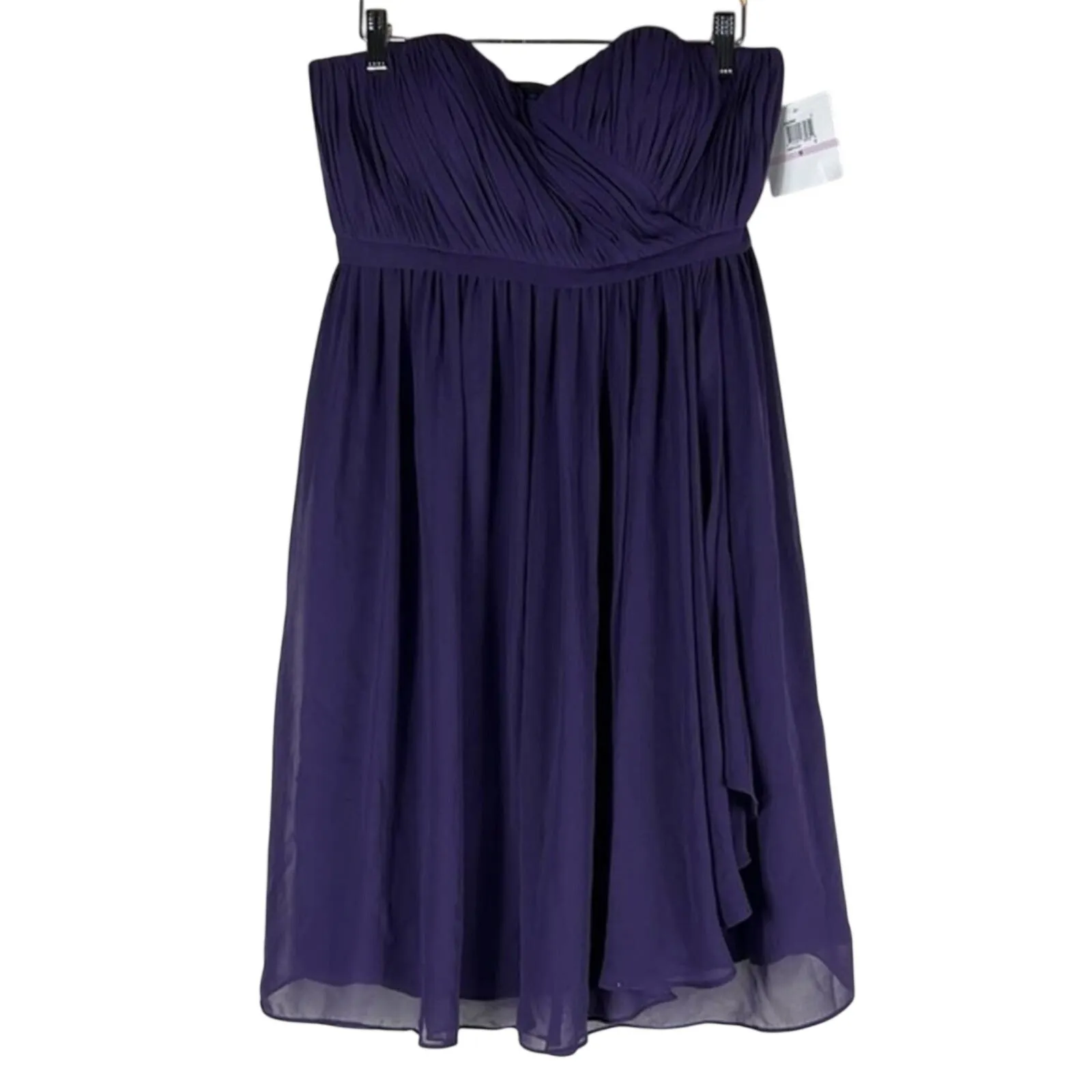 NWT Donna Morgan Strapless Chiffon Mini Dress Size 6 Purple Homecoming Elegant - Image 2