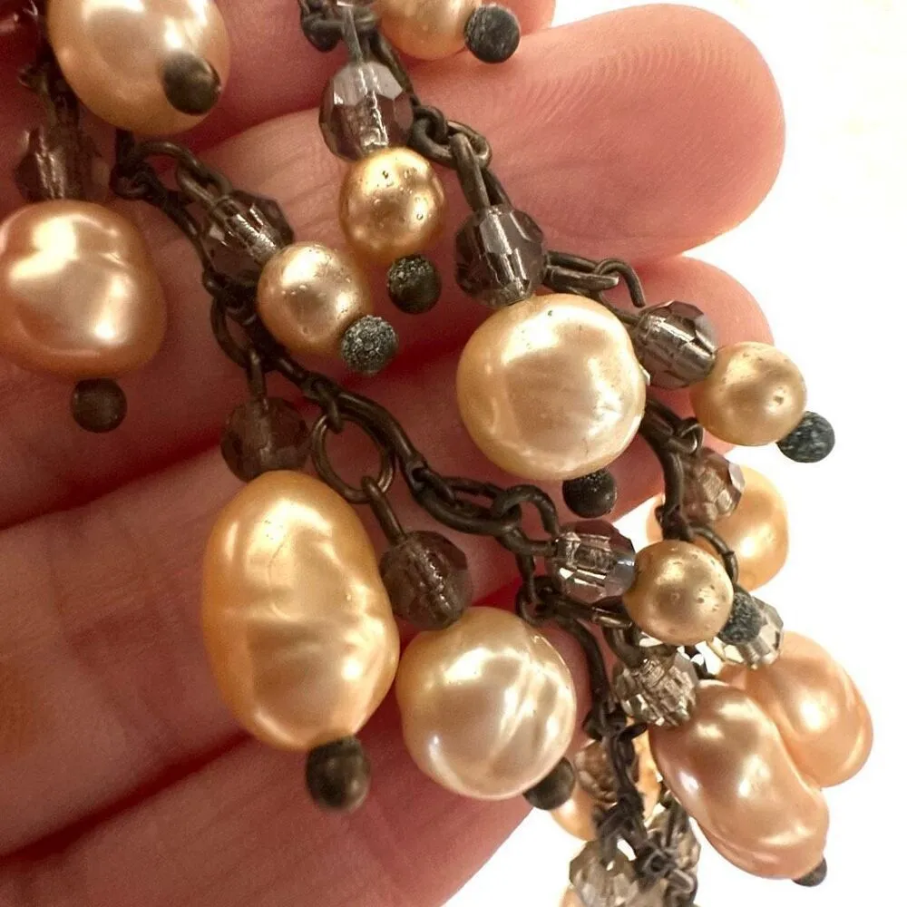 Vintage Roxanne Assoulin orange fresh water pearl and crystal choker necklace - Image 2