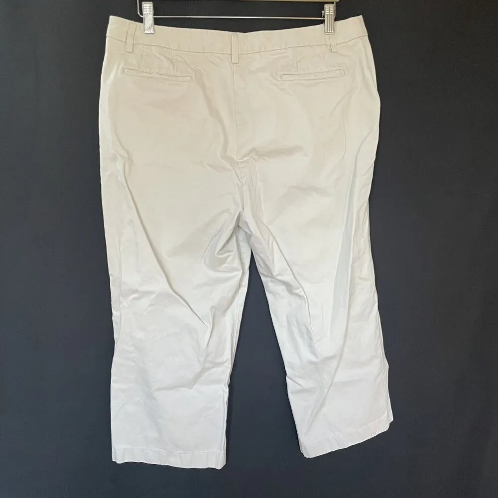 Lands End Women's Beige Cotton Crop Pants Size 18 With Pockets wide leg comfort - Image 4