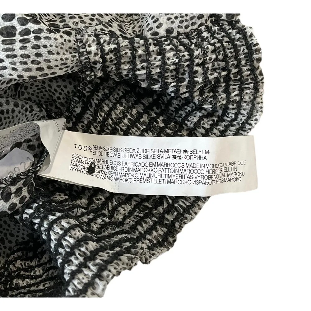 Zara Sheer Black & White Button Front Ruffles Top Size Medium | 44-52 - Image 4