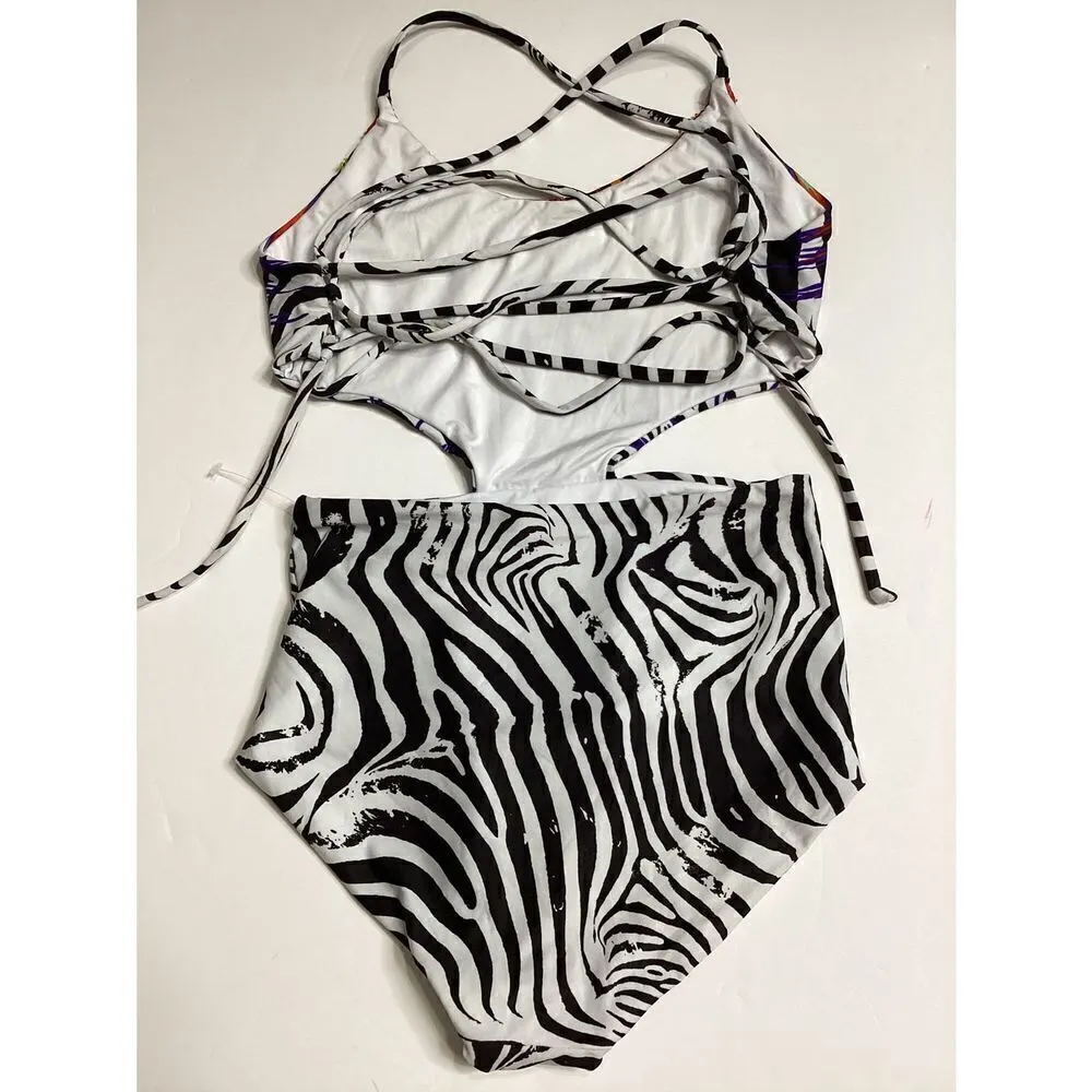 New. Pilyq beaded animal print swimsuit. - Image 9