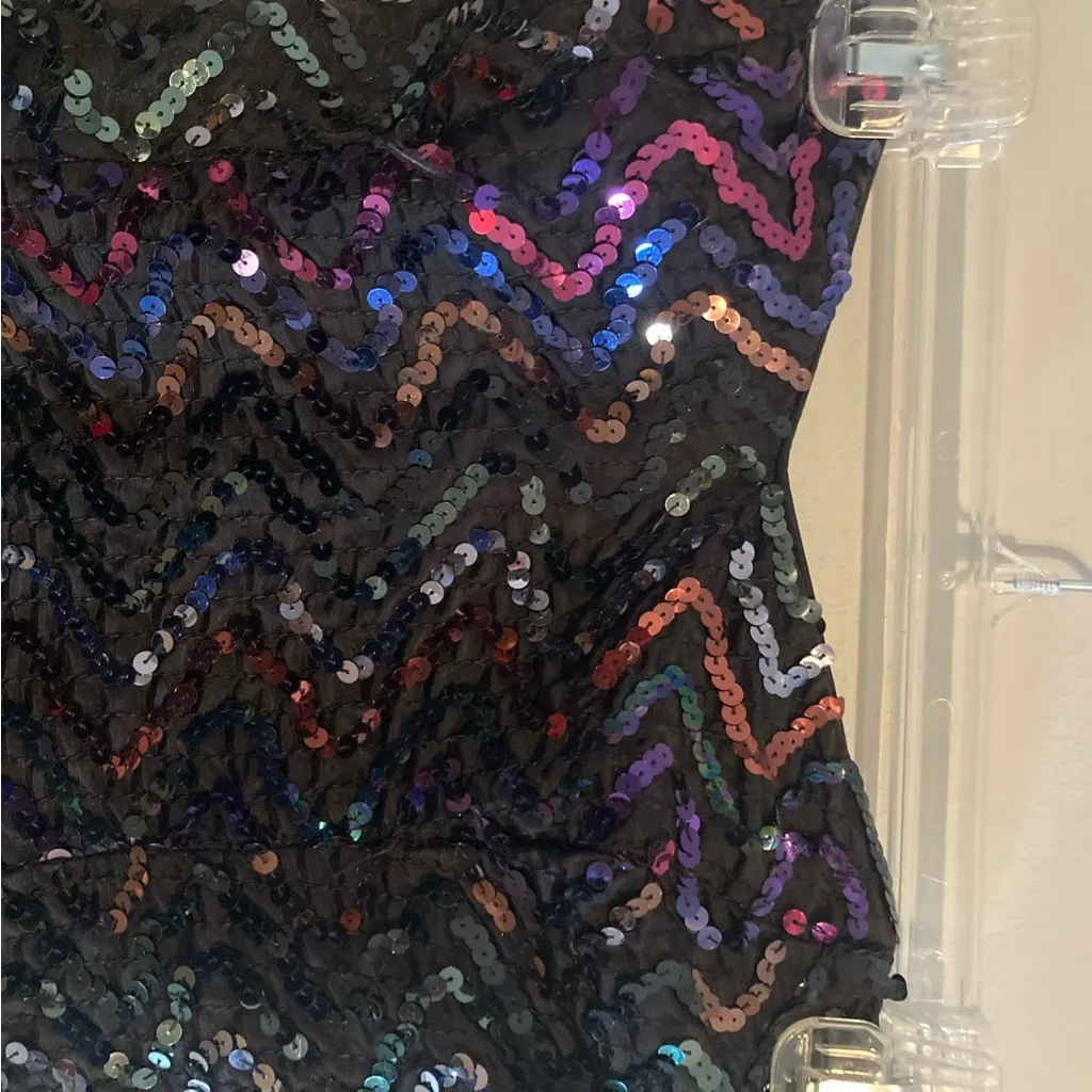 Vtg Jessica McClintock Gunne Sax Dress Chevron S 1980s Prom Sequins Bow Desc - Image 4