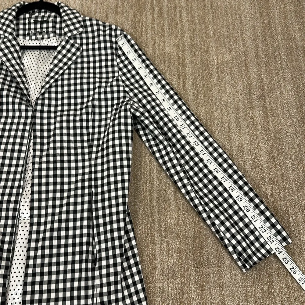Tyler Boe Black White Gingham Buffalo Plaid Blazer Coat Polka Dot Women Size 10 - Image 7