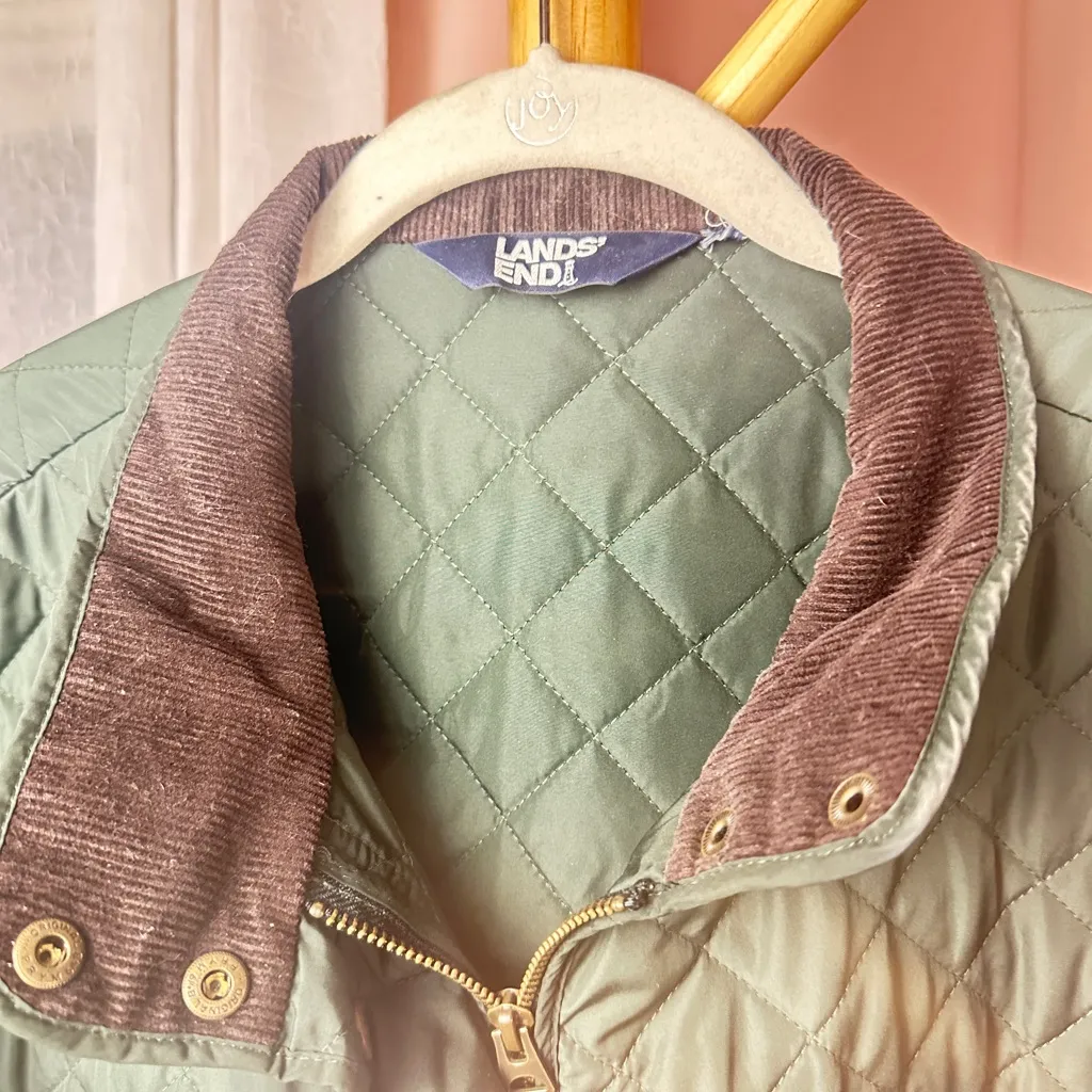 Lands end oversized Quilted Green barn Jacket Sz Xl - Image 2