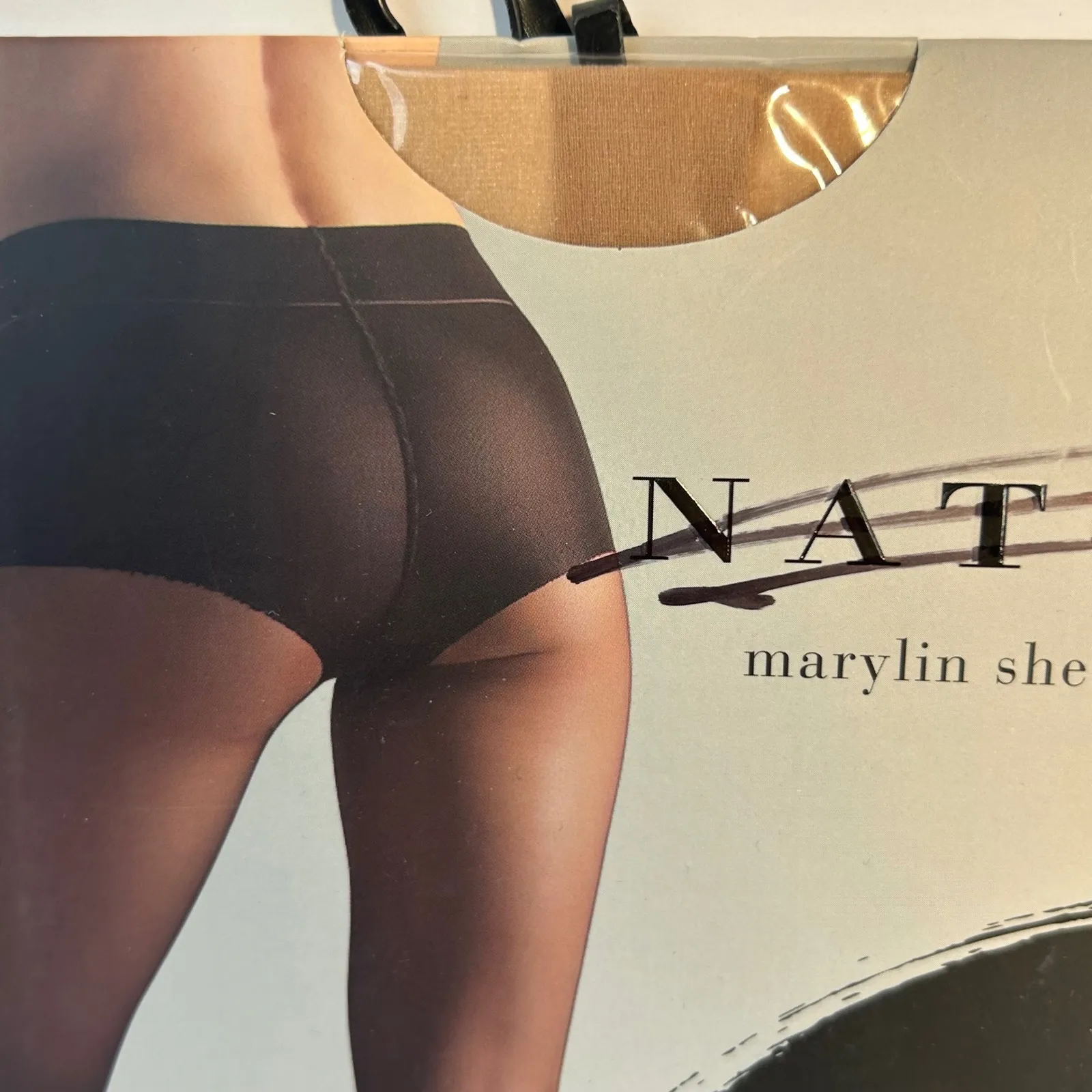 Natori Marylin Sheer Tights Nude Black Size Medium Floral Detail Leg Pair of 2 - Image 4