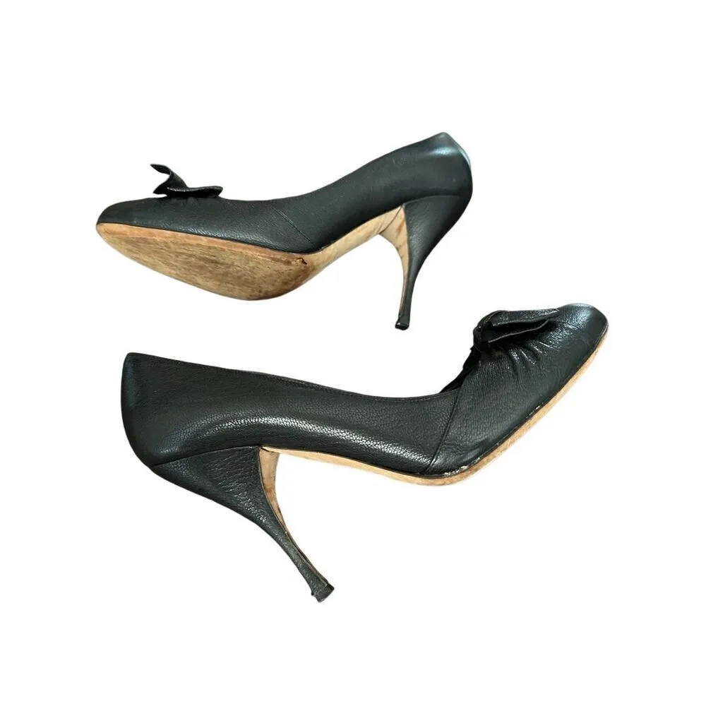 Miu Miu  Italy Leather Heels - Image 7