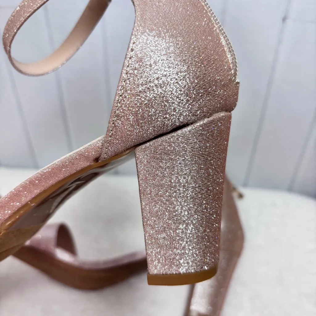 Ralph Lauren Bellanie Pink‎ low block Glitter Rose Gold  Strap Size 9 - Image 7