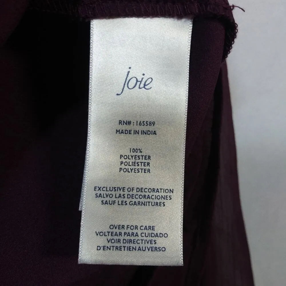 Joie Long Sleeve Smocked Top Blouse Deep Wine Size M - Image 7